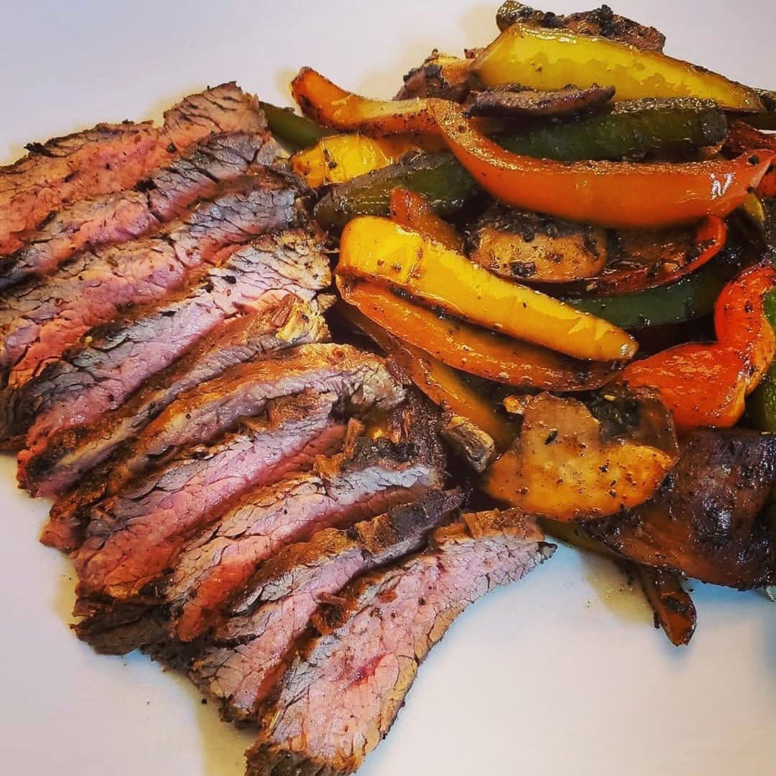 Steak and vegetables prepared with Mike P's seasonings