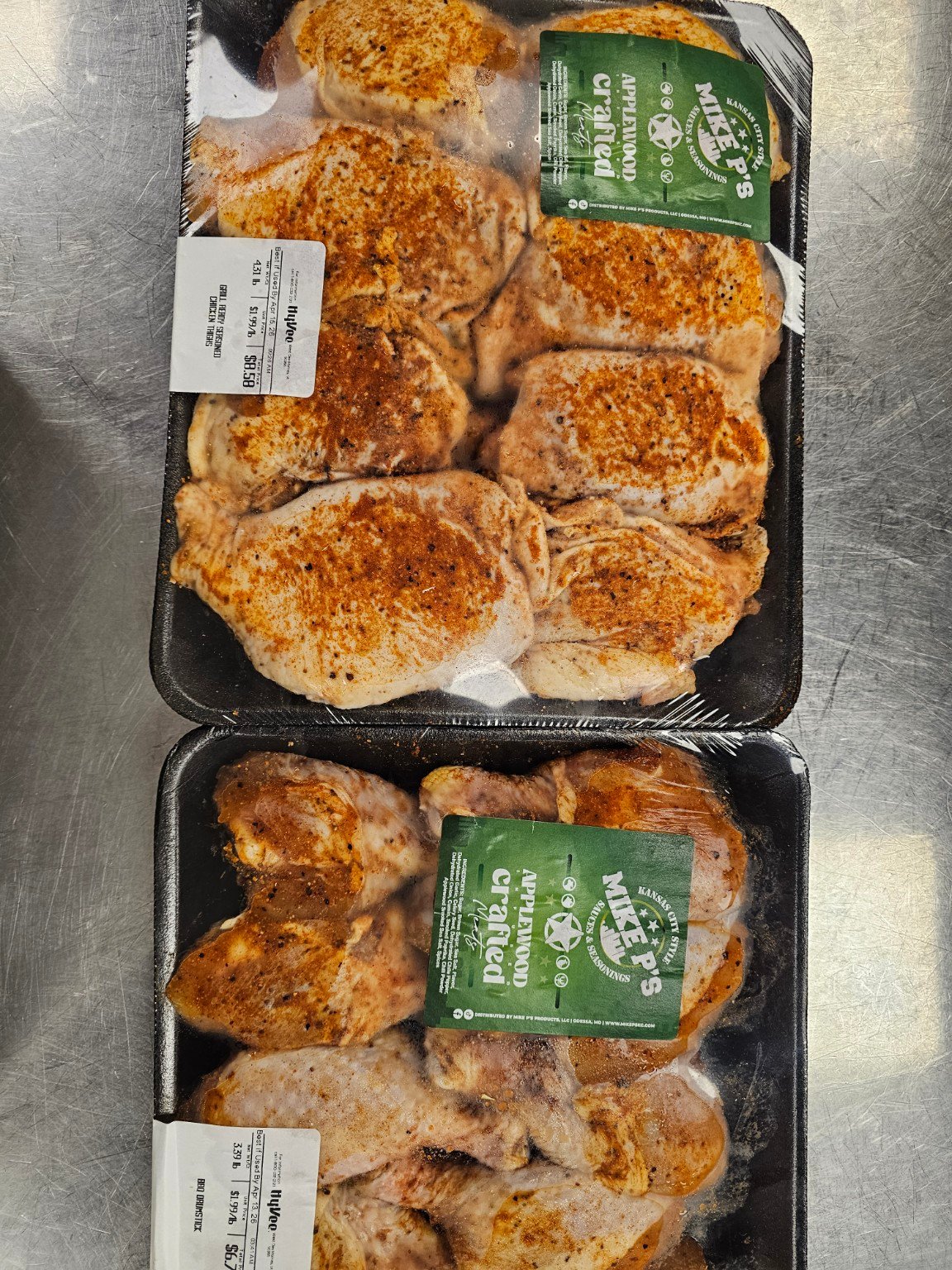 Fresh chicken seasoned with Mike P's products