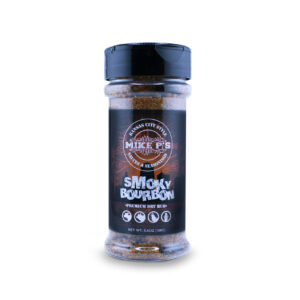 Mike P's Smoky Bourbon premium dry rub seasoning bottle